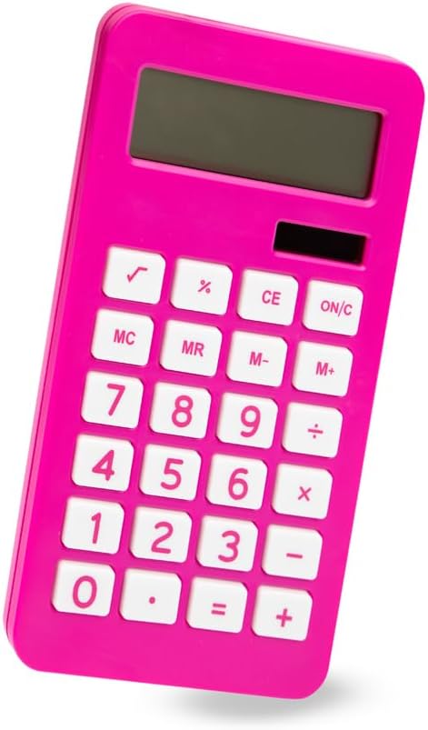 JAM PAPER Desktop Calculator - 10 Digit LCD Display - 3 3/4 x 6 3/4 Inches - Fuchsia Pink - Bulk 10/Pack