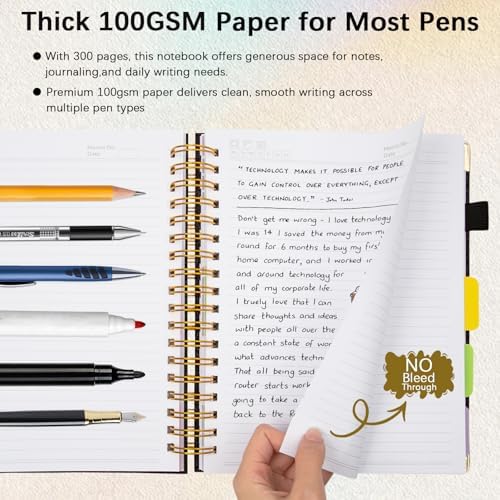 Hardcover Spiral Notebook with Tabs & Dividers, 8.5"x11" 5 Subject