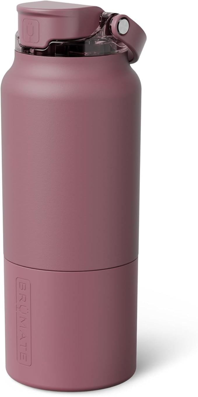 BrüMate Rise 35oz Water Bottle With 100% Leakproof Covered Silicone Straw | Insulated Stainless Steel Water Bottle With Removable Straw | Fast Flow | Soft Sip Silicone Spout | BPA-Free (Rose Taupe)