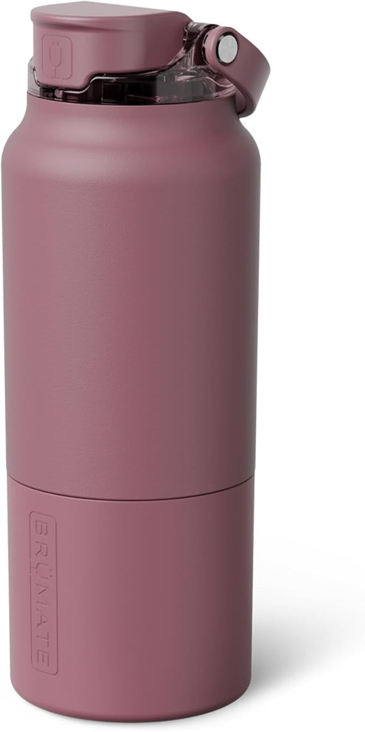 BrüMate Rise 35oz Water Bottle With 100% Leakproof Covered Silicone Straw | Insulated Stainless Steel Water Bottle With Removable Straw | Fast Flow | Soft Sip Silicone Spout | BPA-Free (Rose Taupe)