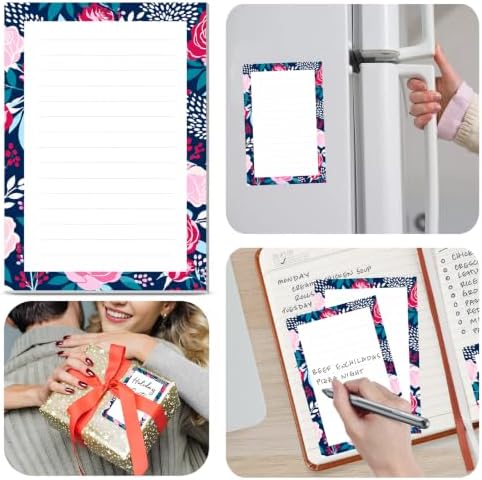 2 Pack Lined Sticky Notes 4x6 in, Cute Self-Stick Notepads with Lines, Large Memo Pads Strong Adhesive for Office, Home Blue Cute Flowers