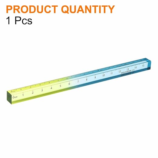 HARFINGTON Acrylic Clear Straight Rulers 15cm Metric Transparent Gradient Three-Dimensional Plastic Ruler Square Cube Measuring Tool for Classroom Office, Blue Yellow