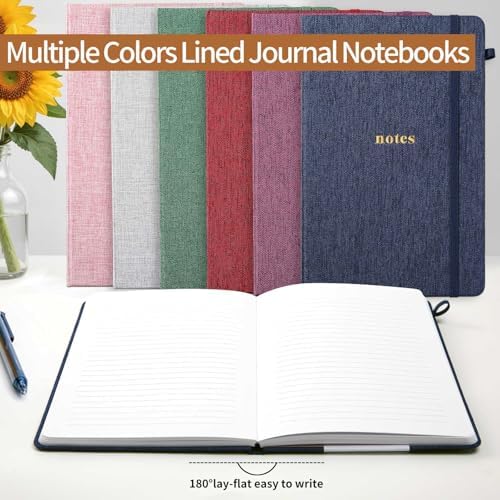 A5 Lined Journal Notebook, Fabric Hardcover, 3 Pack