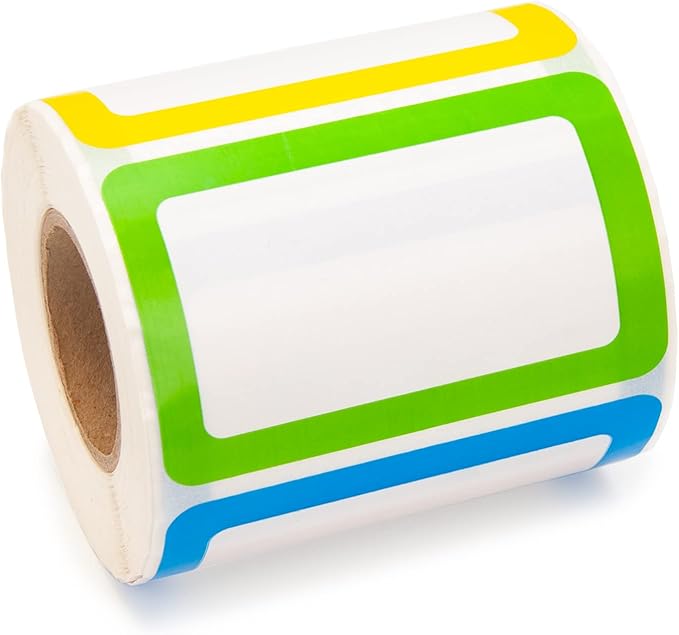 L LIKED 500 Stickers - 3.5" x 2.25"Colors Plain Name tag Labels with Perforated Line for School Office Home (Blank - 500 Labels) (Pack of 2)