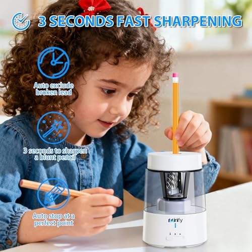 Electric Pencil Sharpener for Classroom, Auto-Stop, 3 Modes