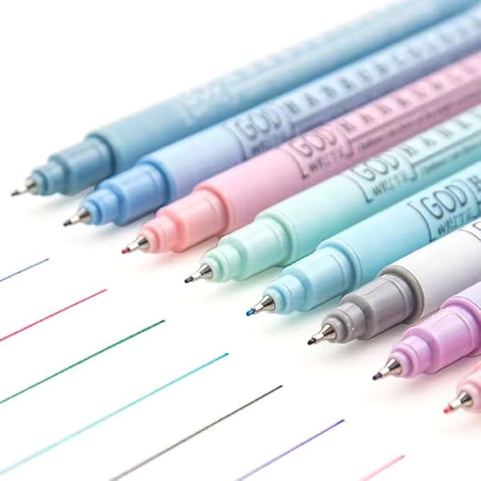 HANKU Bible Pens No Bleed Through, 8 Colors 0.38mm Fine Point Pen Set, Colored Fine Tip Pens for Journaling, Scrapbook, Planner, Coloring, Bible Study Back to School Office Supplies