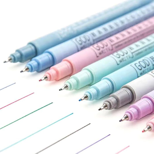 HANKU Bible Pens No Bleed Through, 8 Colors 0.38mm Fine Point Pen Set, Colored Fine Tip Pens for Journaling, Scrapbook, Planner, Coloring, Bible Study Back to School Office Supplies