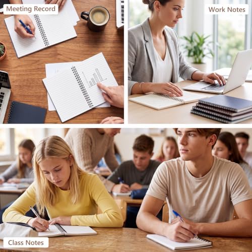 Fuutreo 12 Pcs Spiral Notebook for Work A5 5 x 7 Inch College Ruled Spiral Journal Notebook Kraft Cover Ruled Paper, 12 Color, 60 Sheets, 120 Pages for Office School(Business Color, Classic)