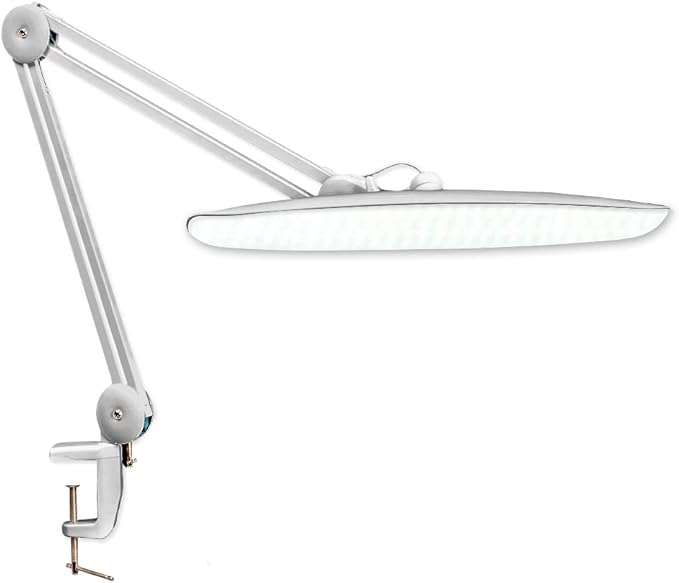 LED Desk Lamp with Clamp, Dimming Task Lamp for Reading Desktop Office Workbench Table Architect Sewing Study Home Craft, 117PCS LEDs, 2200 Lumens 20 Inch Metal Swivel Arm Work Lamp (Silver)