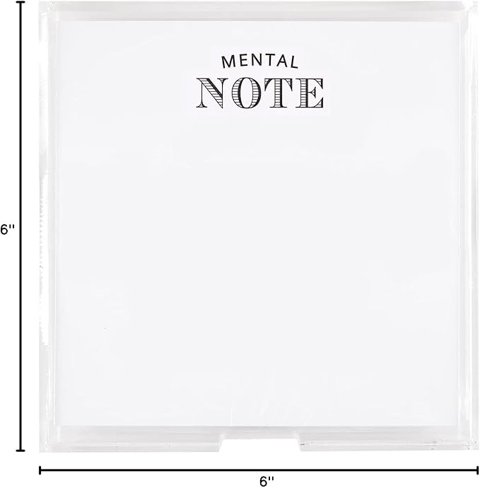Santa Barbara Design Square Acrylic Notepaper Holder with 125 Sheets Heavyweight Paper, 6.5", Mental Note