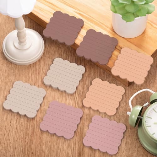 Eaasty 8 Pack Scalloped Sticky Notes Lined 3" X 3" Brown Memo Pads