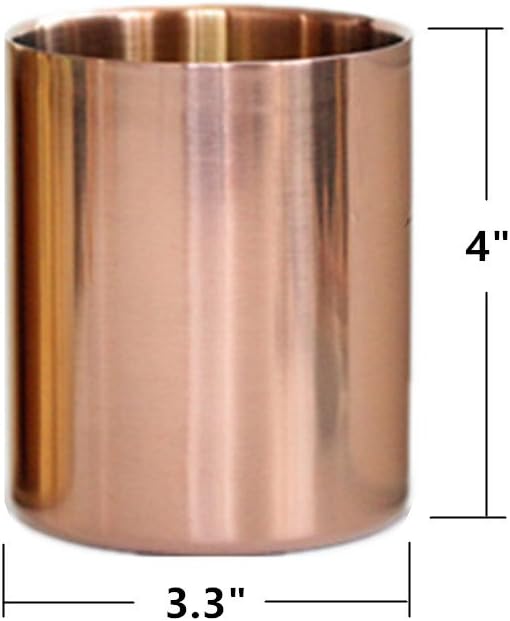 Rose Gold Pen Holder Glossy Stainless Steel Pencil Cup for Desk Organizers Multi Use Makeup Brush Holder Flower Vase Mini Pot Decor