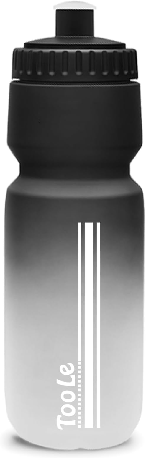 TooLe Bike Water Bottle, Cycling Squeeze Water Bottle Leakproof BPA Free | with Capacity Scale w/Pull Top Lid, Reusable, for Bicycle, Gym,Camping, Hiking 24oz