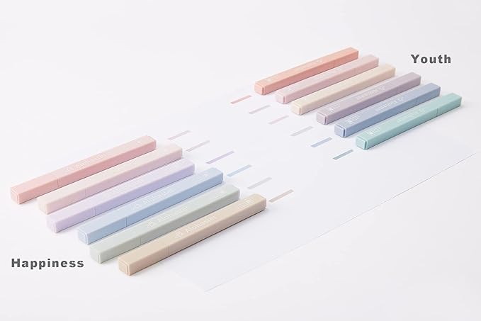 Alohaster HPSIZEE Aesthetic Cute Highlighters Mild Assorted Colors With Soft Chisel Tip, No Bleed Dry Fast Easy to Hold, for Journal Bible Planner Notes School Office Supplies, 6 Pack - Youth