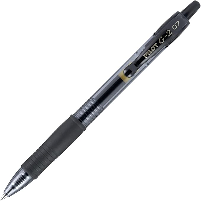 Pilot G2 Pens, Premium Refillable and Retractable Rolling Ball Gel Pens, Fine Point, 0.7mm, Black Ink, 12-Pack (31020)