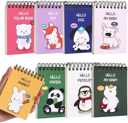 Blank Page Journal 8pcs Small Blank Journal Unlined Mini Spiral Note Pads Mini Top Spiral Notebook 3.1" X 4.3" Small Notebook Unlined Pocket Notebook Blank Pages Spiral Notepads 160 Pages Unlined Notebook Little Memo Steno Note