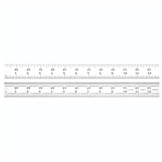 Starrett Spring Tempered Steel Rule with Satin Chrome Finish, Quick Reading, and Inch Graduation - 24" Length, 4R Graduation Type, 3/64" Thickness - C604R-24