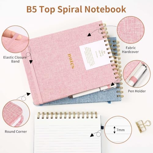B5 Top Spiral Notebook, 192 Pages College Ruled Journal