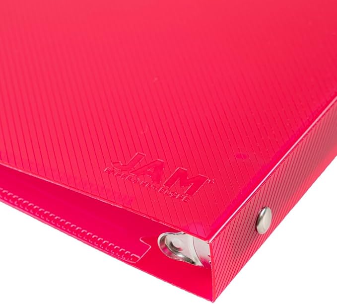 JAM PAPER Plastic 0.5 inch Binder - Fuchsia Pink 3 Ring Binder - Sold Individually