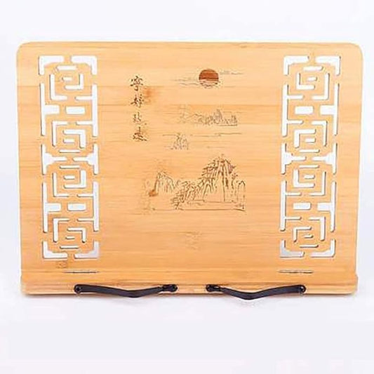 Sheet Music Stand Desktop Book Stand Foldable Book Stand Reading Frame Rest Holder Cookbook Cook Stand Desk Bookrest with Retro Hollow Bamboo and Steed Pattern (Color : #4) (H)