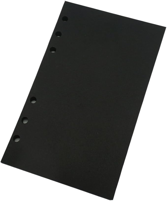A6 Planner Refill, Refillable Notebook Paper, 6 Ring Binder Refill, for compatible with Filofax, Black Paper, All Blank, 2 Pages per Sheets, 40 Sheets in Total A6 3.74'' x 6.69''