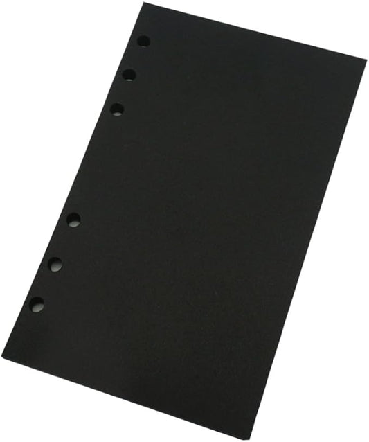 A6 Planner Refill, Refillable Notebook Paper, 6 Ring Binder Refill, for compatible with Filofax, Black Paper, All Blank, 2 Pages per Sheets, 40 Sheets in Total A6 3.74'' x 6.69''