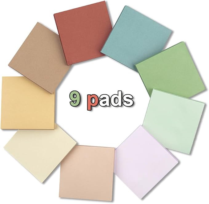 (9 Pack) Pop Up Sticky Notes Refill,3x3 in Popup Notepads,Accordion Stickies Super Sticking Power,Office School Memo Note Pads Vintage Colors,Post on Windows Doors,Recyclable,Easy to Write on