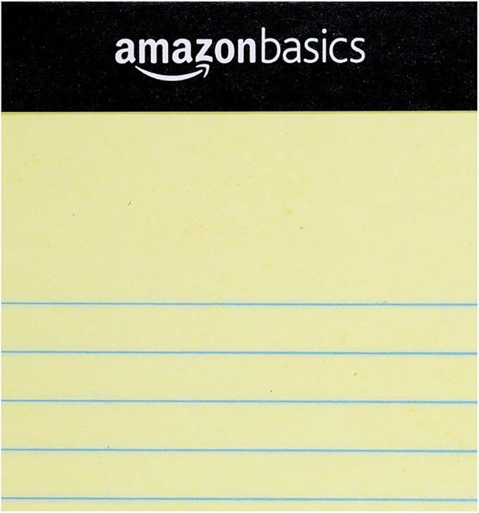 Amazon Basics Legal/Wide Ruled 8.5 x 11.75 inch Legal Pad, Canary, 72 Count (Pack of 12), 50 sheets per pad, 6 packs per carton