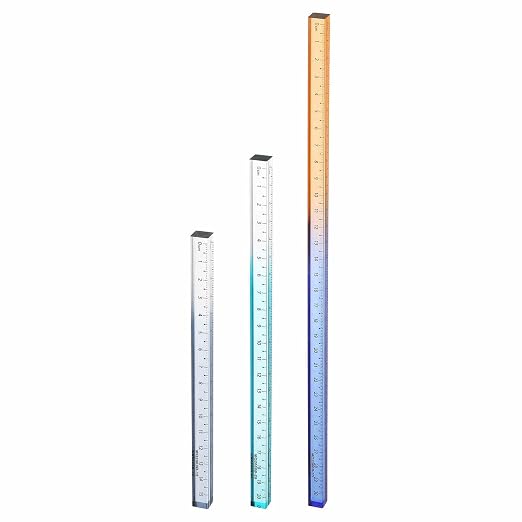 HARFINGTON 3pcs Acrylic Clear Straight Rulers 15/20/30cm Metric Transparent Gradient Three-Dimensional Plastic Ruler Square Cube Measuring Tool for Office, Gray/Sky Blue/Blue-Orange
