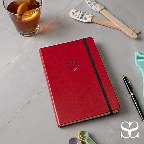 SETTINI Lined Journal, Ideal for Journaling - A5 Vegan Leather Notebook, 192 Archival-Quality Pages, QuillEase Bleed-Free Paper, Inner Pocket & Bookmark - Red Heart
