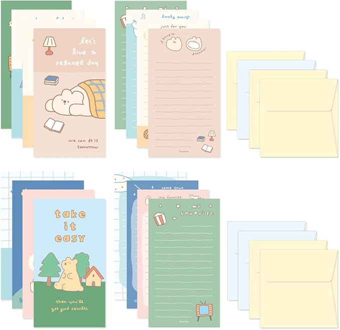Monolike Story town Afternoon A Mini Letter Paper and Envelopes Set - 8Type, 32 Letter Paper + 16 Envelopes