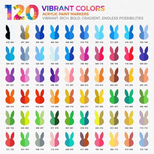 120 Colors Acrylic Paint Markers, Dual-Tip Brush Paint Pens for Painting