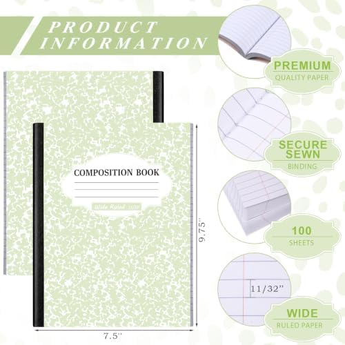 Colarr 8 Pack Composition Notebook Wide Ruled Marble, Innovative Color