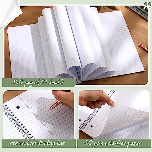 Teling 12 Pcs 1 Subject Spiral Notebook for Work College Ruled 8 x 10 1/2 Inch Spiral Journal Notebook 3 Hole Punched Paper Tear Line 70 Sheets Office School Study Supplies (Pastel Color)