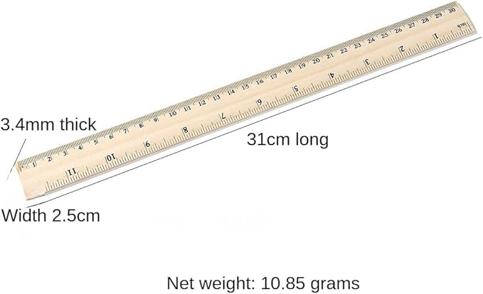 2 Pack Wooden Ruler 12 Inch Rulers Bulk Wood Measuring Ruler Office Ruler 2 Scale