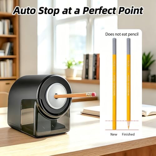 deli Electric Pencil Sharpener,Heavy Duty Pencil Sharpener, Black