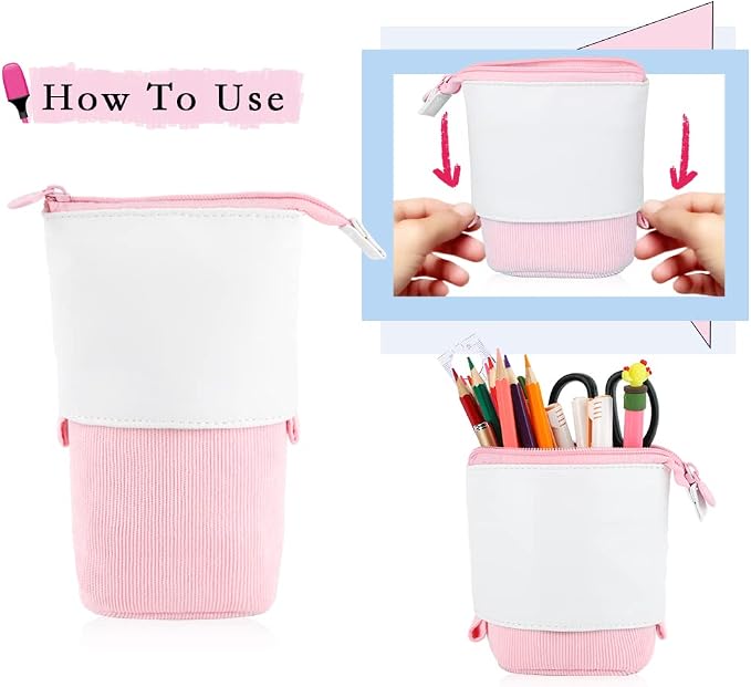 Oyachic Stand up Pencil Case Standing Pencil Holder Transformer Pencil Pouch Telescopic Pen Bag Cute Makeup Bag Cosmetic Organizer Bag Box for Women
