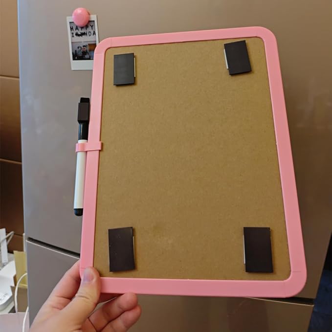 Magnetic Whiteboard, Erasable Notepad, Portable Drawing Board, Teaching Whiteboard, Magnetic Dry Erase Board for Lockers, 8.5“ x 11” with Marker and 2 Magnets(Pink)