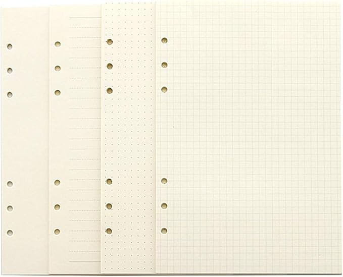 A5 Planner Inserts, Refillable for Filofax Refills,Harphia,6 Ring Binder Refill,Dot,Line,Grid,Plain,80 sheets/160 Pages for Premium 100 GSM Thickness(A5 5.59 x 8.27'')