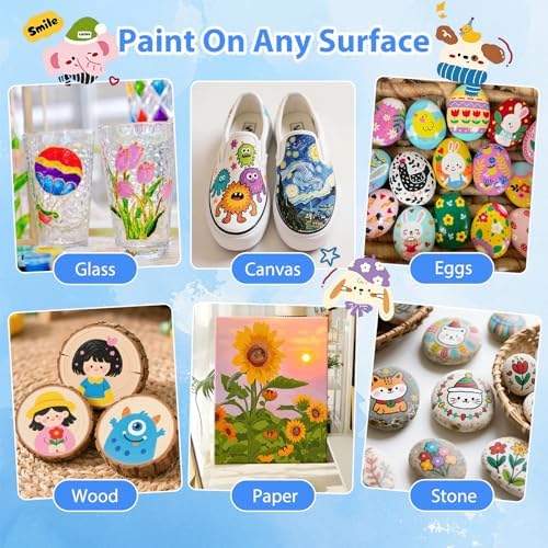 Acrylic Paint Markers Brush Tip 12 Colors, Soft Brush Tip Acrylic Paint Pens with Automatic Ink Control, Water-Based No-Bleed Paint Markers for Rock Painting Fabric Wood Ceramic Metal DIY Crafts