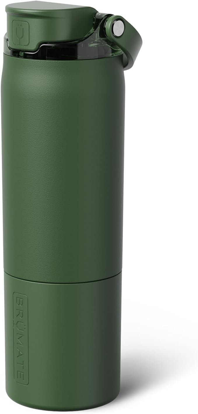 BrüMate Rise 25oz Water Bottle With 100% Leakproof Covered Silicone Straw | Insulated Stainless Steel Water Bottle | Cup-Holder Friendly | Fast Flow | Soft Sip Silicone Spout | BPA-Free (OD Green)