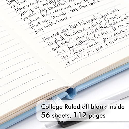 feela 3 Pack Pocket Small Notebook Journals, Mini Cute Memo Notepad Hardcover College Ruled Lined Journals with Pen Holder for Women Girls Office School, with 3 Black Pens, 3.5”x 5.5”, A6, Light Blue