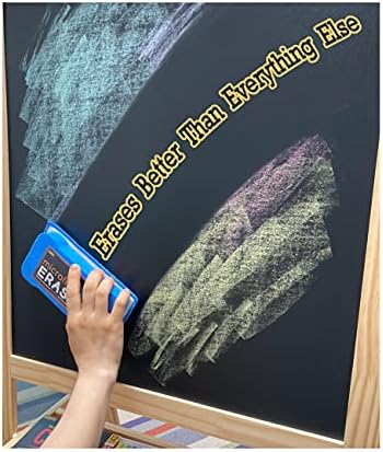 Huntz Dustless Chalk Set with Microfiber Eraser, Washable & Reusable – 12 White + 12 Colored Chalks, Includes Eraser