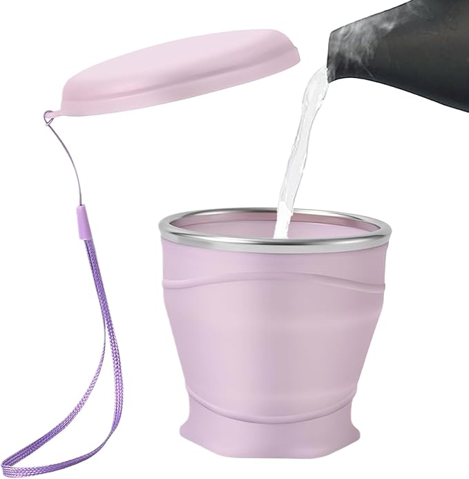 Travel Cup - Silicone Portable Drinking Cups - Hot Coffee Mug | for Camping Backpacking Outdoors Travel Women Men Kids Family