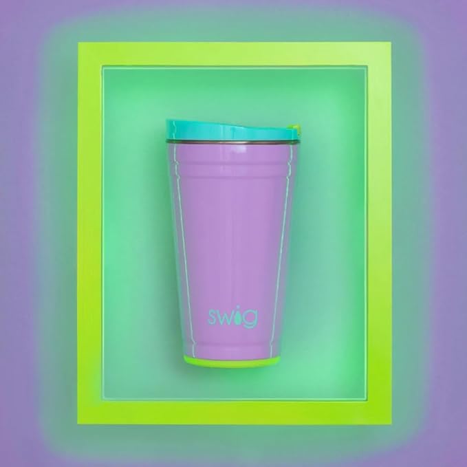 Swig Life 24oz Party Cup, Stackable Insulated Travel Coffee Tumbler with EZ Slider Lid, Cup Holder Friendly, Stainless Steel 24 oz Tumbler, Reusable Coffee Mug (Ultra Violet)