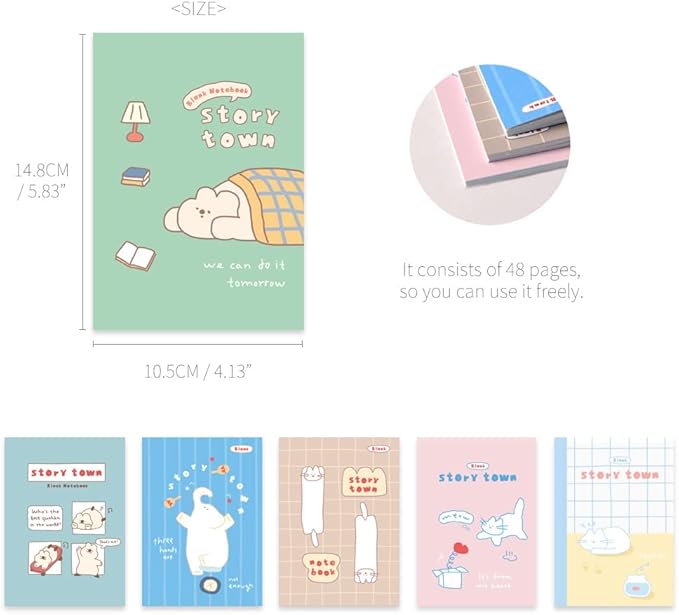 Monolike Story town Afternoon mini notebook 6p A-SET_Mini note, Pocket note, Blank note, Pocket size, a portable note, 48pages