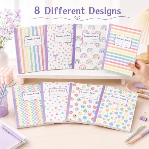 40Pcs Pastel Rainbow Composition Notebooks College Ruled 9-3/4 x 7-1/2''