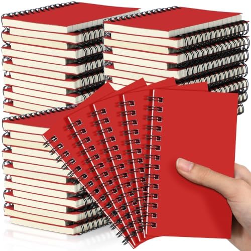Jutom 54 Pcs Small Spiral Notebook Memo Pad 3x5, Red