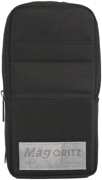 KOKUYO Pencil Case Pouch, Standing Pen Pouch Bag, Foldable Magnetic Stand up Phone Pencil Holder Organizer, Large Capacity Portable Pencil Box for Office, Home & College Use. (Mag Critz Neo - Black)
