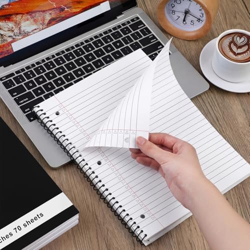 Resurhang 6 Pcs Top Spiral Notebooks,8.5 x 11 Inches,3 Hole Punch,White